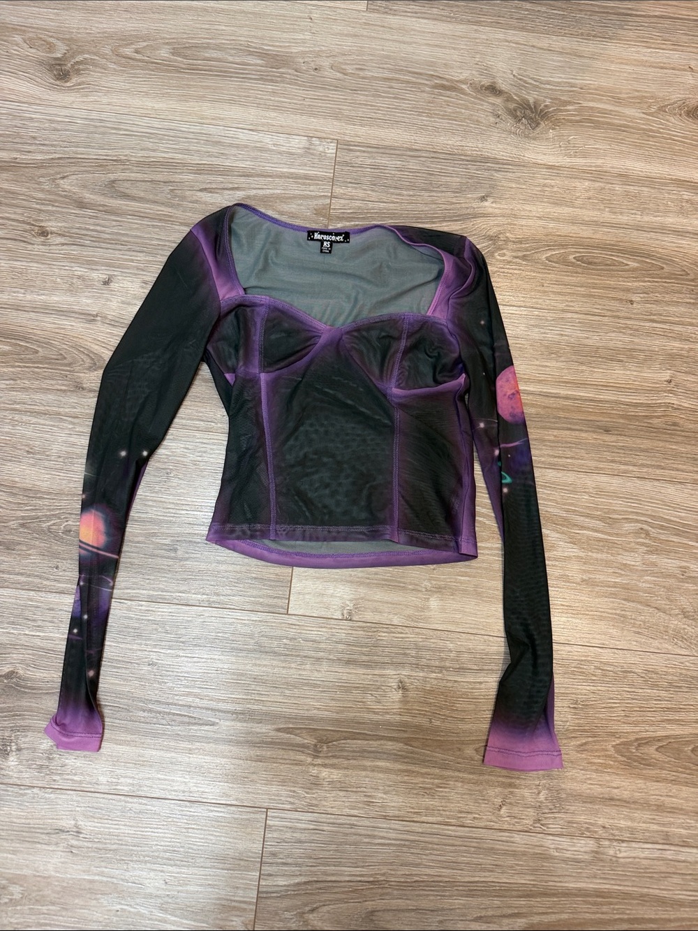 DOLLS KILL Purple Mesh Long-Sleeve Bustier Top GOTH EMO SIZE XS